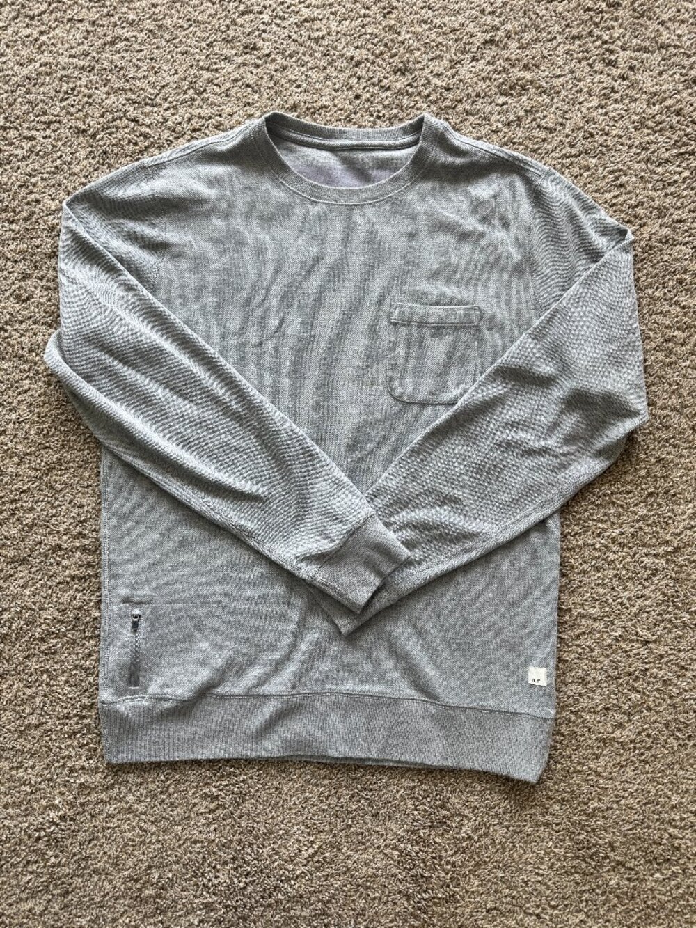 Vuori Jeffreys Pullover Light Gray Pocket Crewneck Sweatshirt Size Large